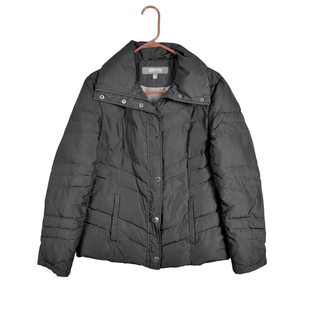 Kenneth Cole Reaction Duckdown Women Winter Puffer Coat Snap Buttons Small